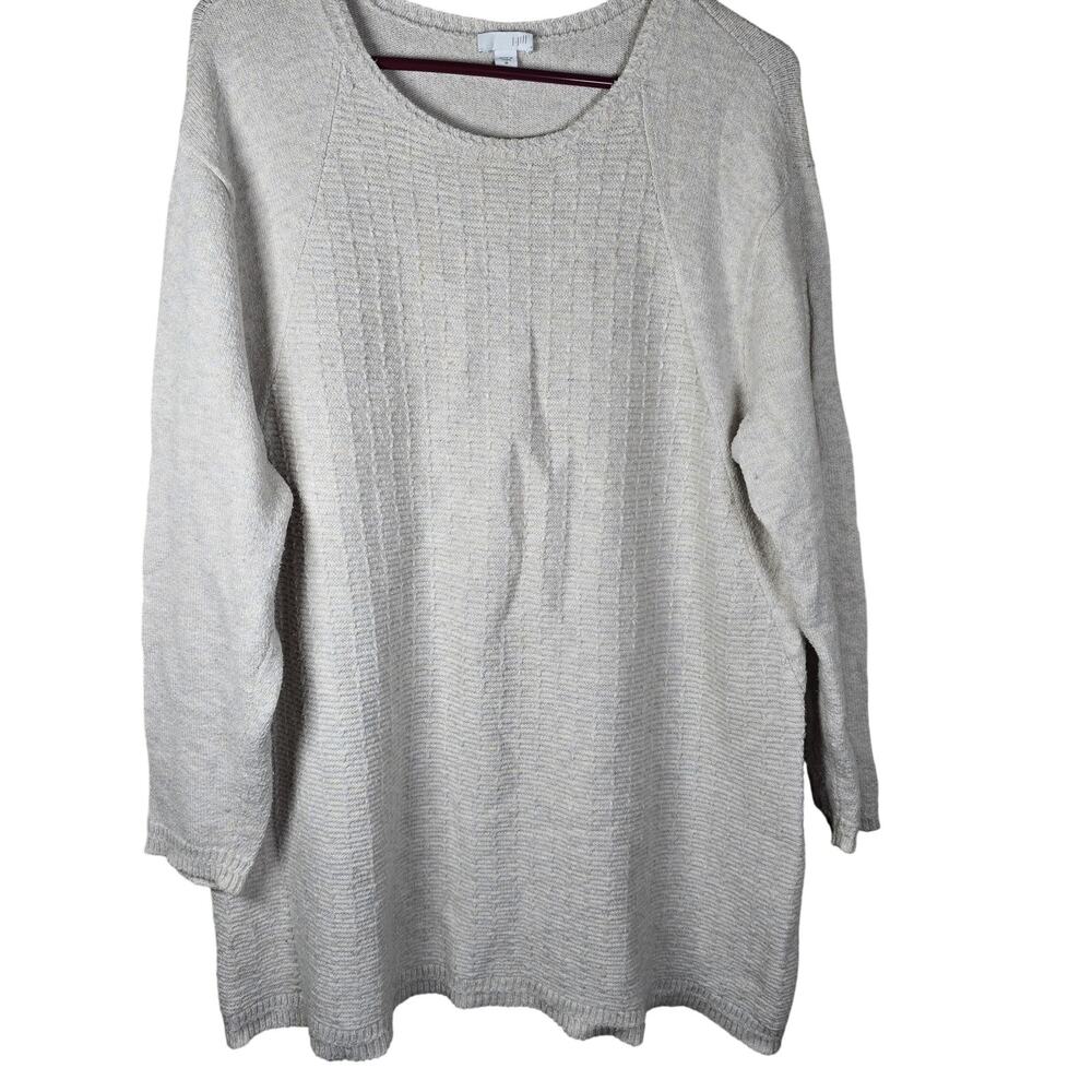 J Jill Sweater Womens Medium Beige Textured Knit Tunic Minimalist Cozy Neutral - Picture 1 of 7